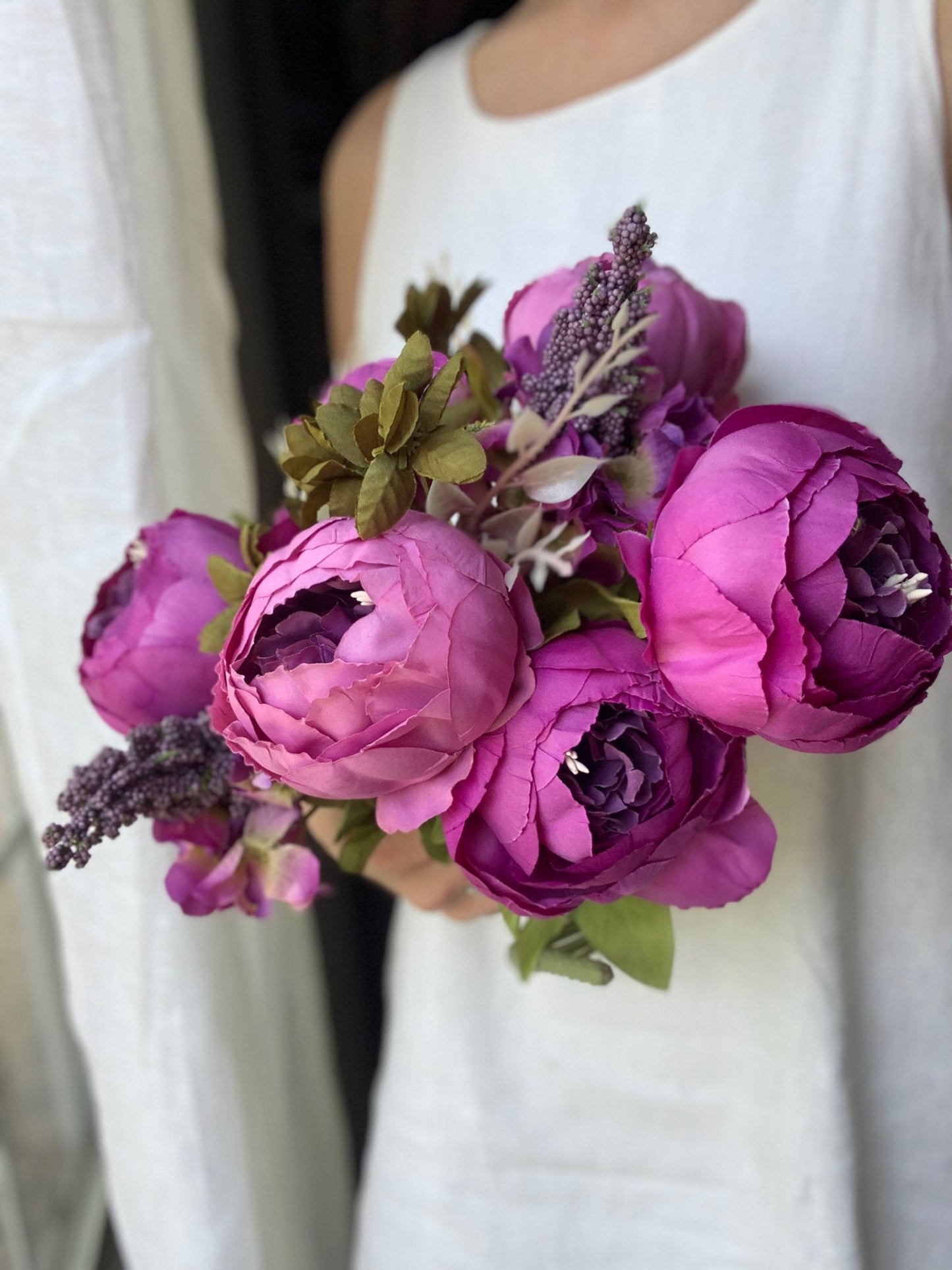 Artificial Peony Bouquet / Silk Peonies Bunch / Pink Wedding Flowers