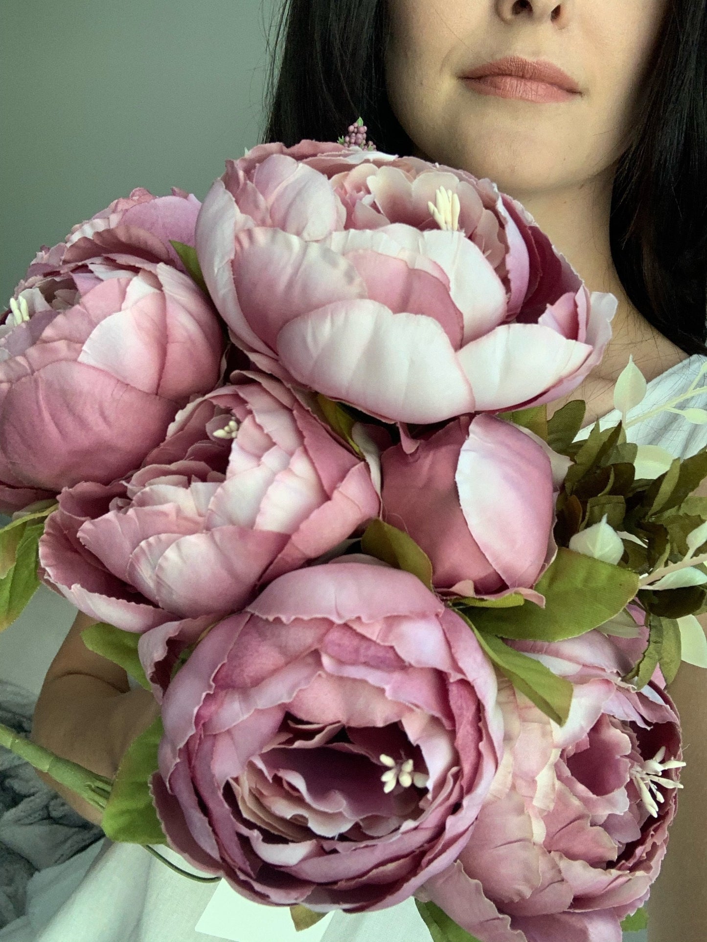 Artificial Peony Bouquet / Silk Peonies Bunch / Pink Wedding Flowers