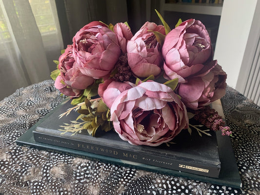 Artificial Peony Bouquet / Silk Peonies Bunch / Pink Wedding Flowers